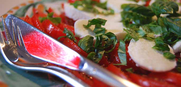 Tomaten mit  Bffelmozarella und  frischem Basilikum!
